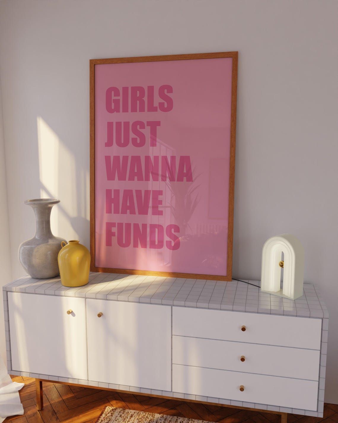 Girls Just Wanna Have Funds Pink Print Girls Bedroom Decor Pink Poster Trendy Pink Wall Art Funny Girly Print Pink Retro Art Print - Image 3