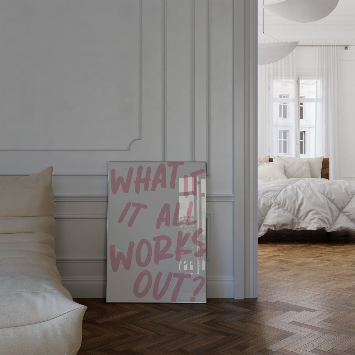What If It All Works Out Pink Hand Lettered Quote Wall Art Print - Image 3