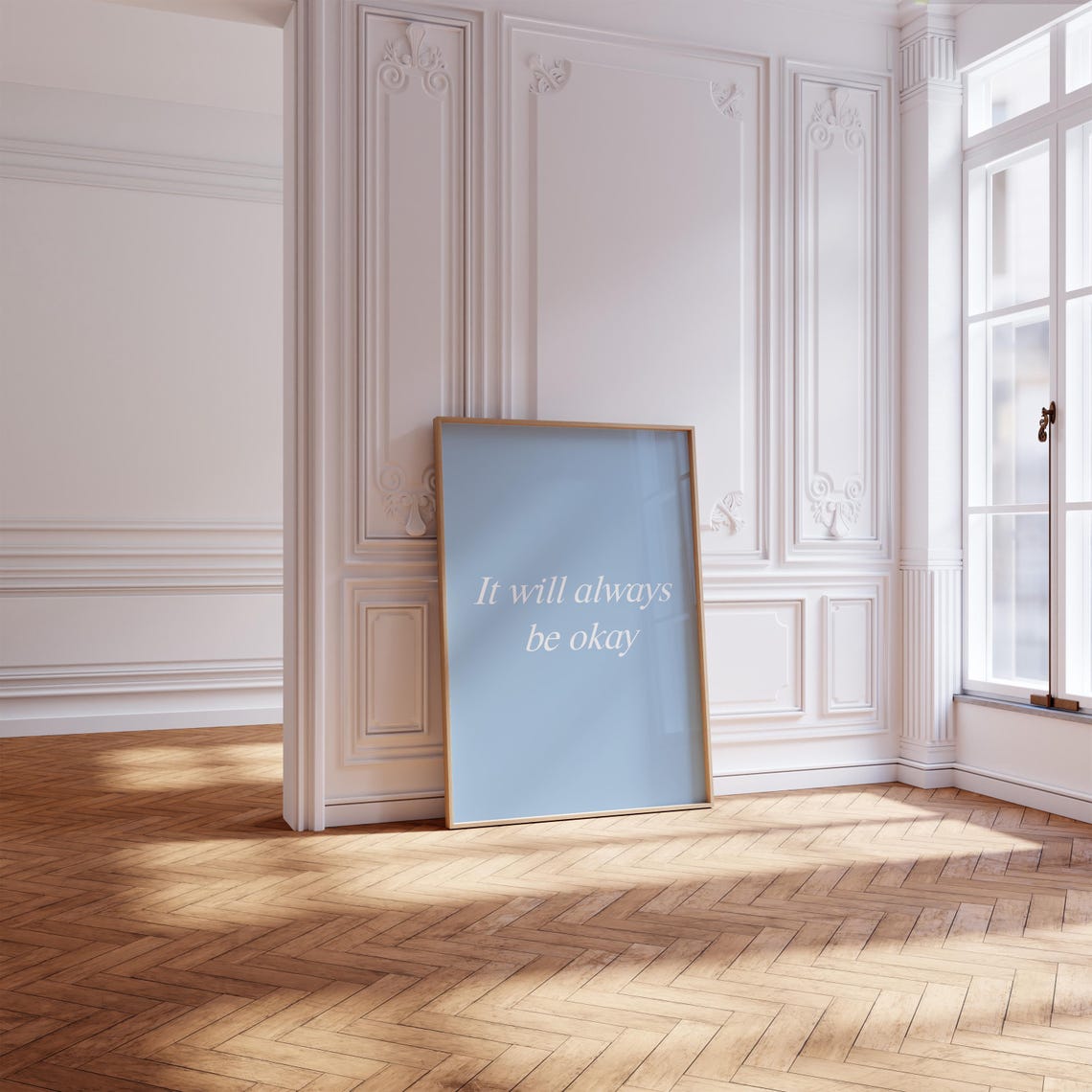 It Will Always Be Okay Dusty Blue Minimal Calming Reassurance Poster - Image 2