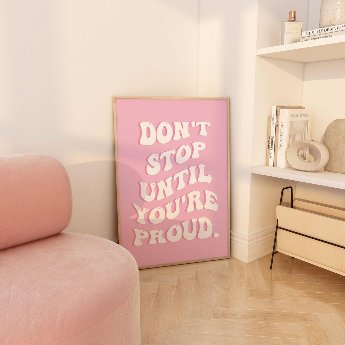 Dont Stop Until Youre Proud Poster Pink Gym Girl Wall Art Cute Gym Art Print Pink Gym Wall Art Pink Home Gym Decor Workout Poster Pink - Image 4