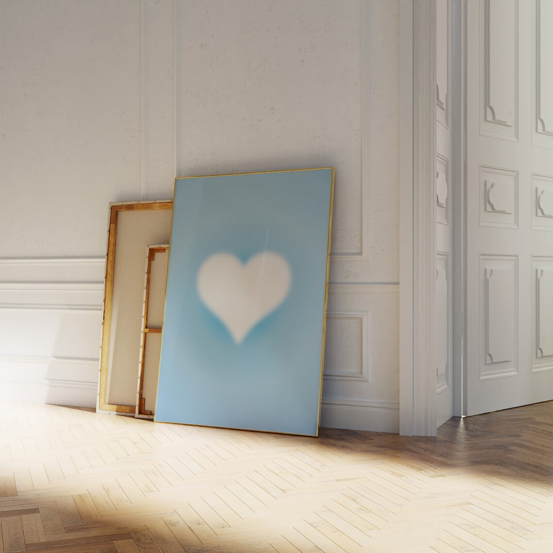 Blue Aura Heart Gradient Spiritual Trendy Minimal Dreamy Room Poster - Image 4