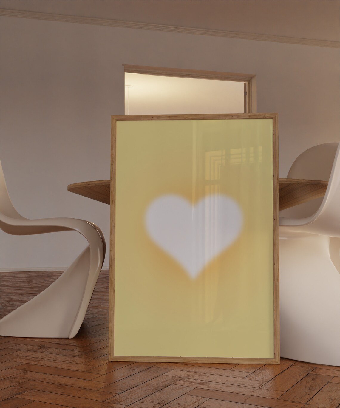 Yellow Heart Art Print, Yellow Trendy Room Decor - Image 3