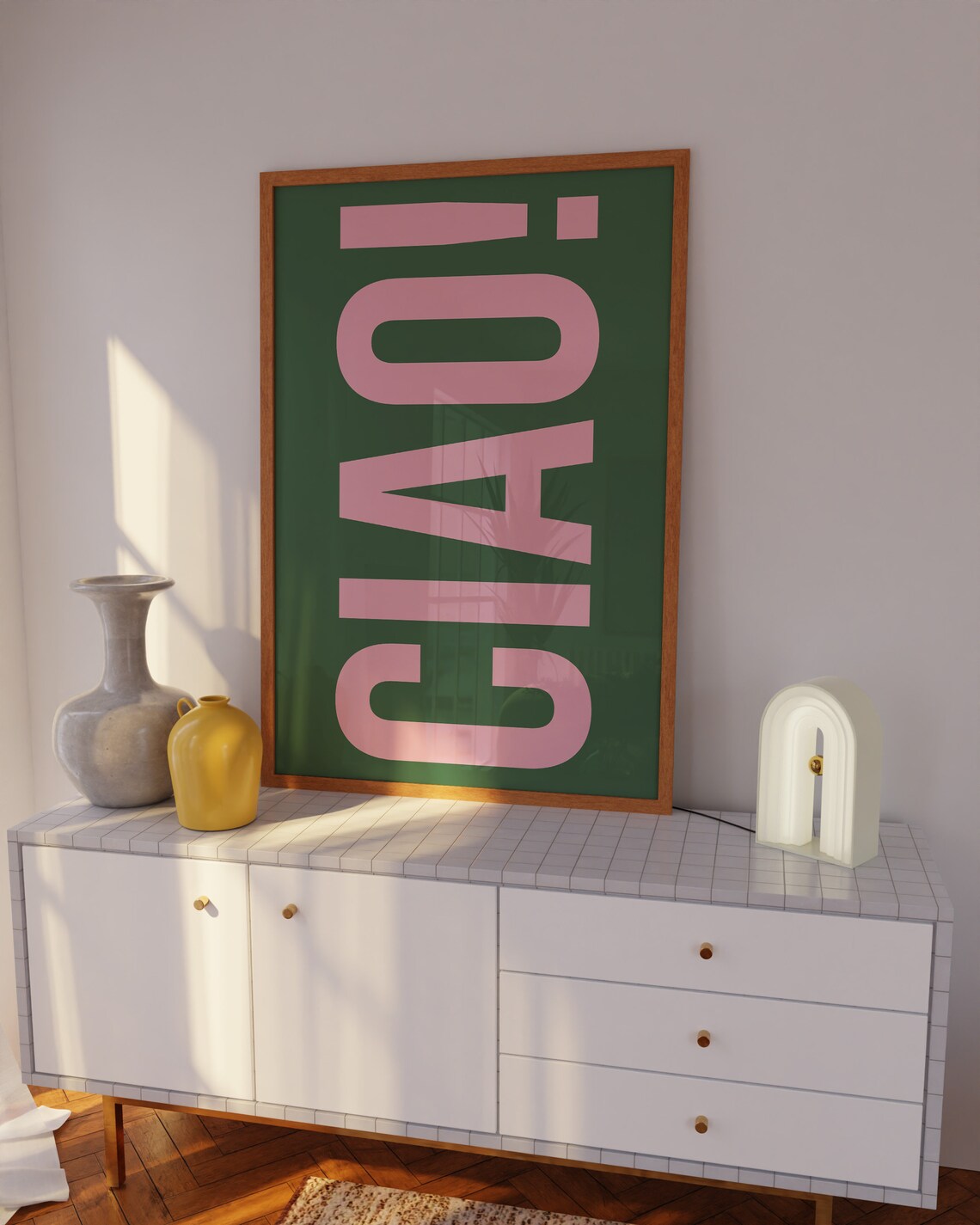 Ciao Art Print Green Italian Welcome Poster Hallway Entrance Print Green Living Room Decor Green Kitchen Print Trendy Green Wall Art - Image 3