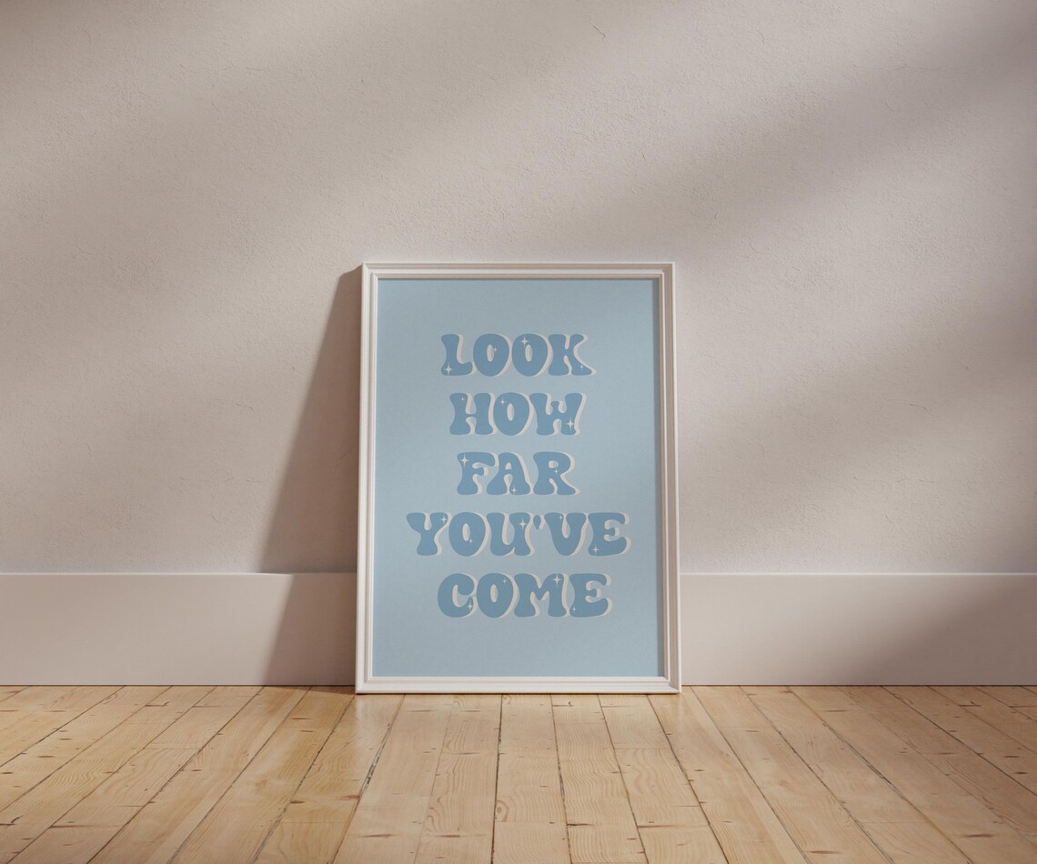 Look How Far You Have Come Retro Bubble Blue Positive Poster - Image 6