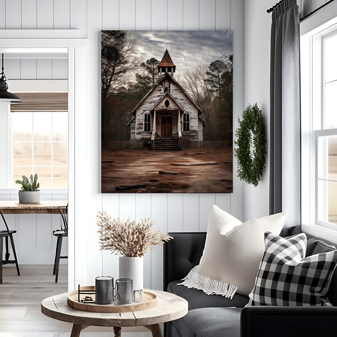 Country Church Print, Modern Farmhouse Decor - Image 3