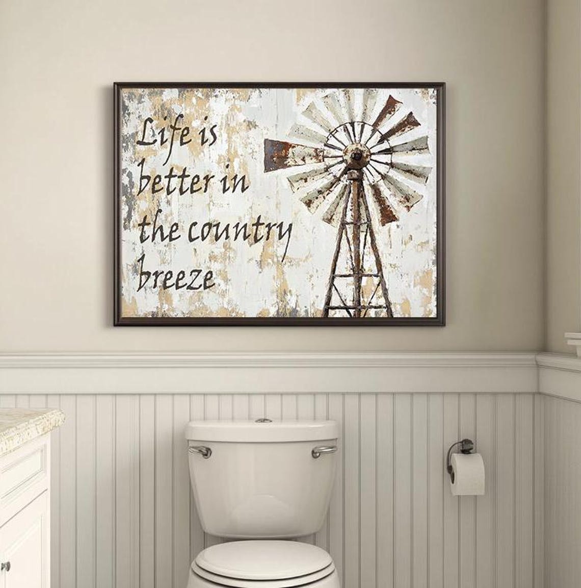 Life Is Better In The Country Breeze Windmill Rustic Quote Poster - Image 2