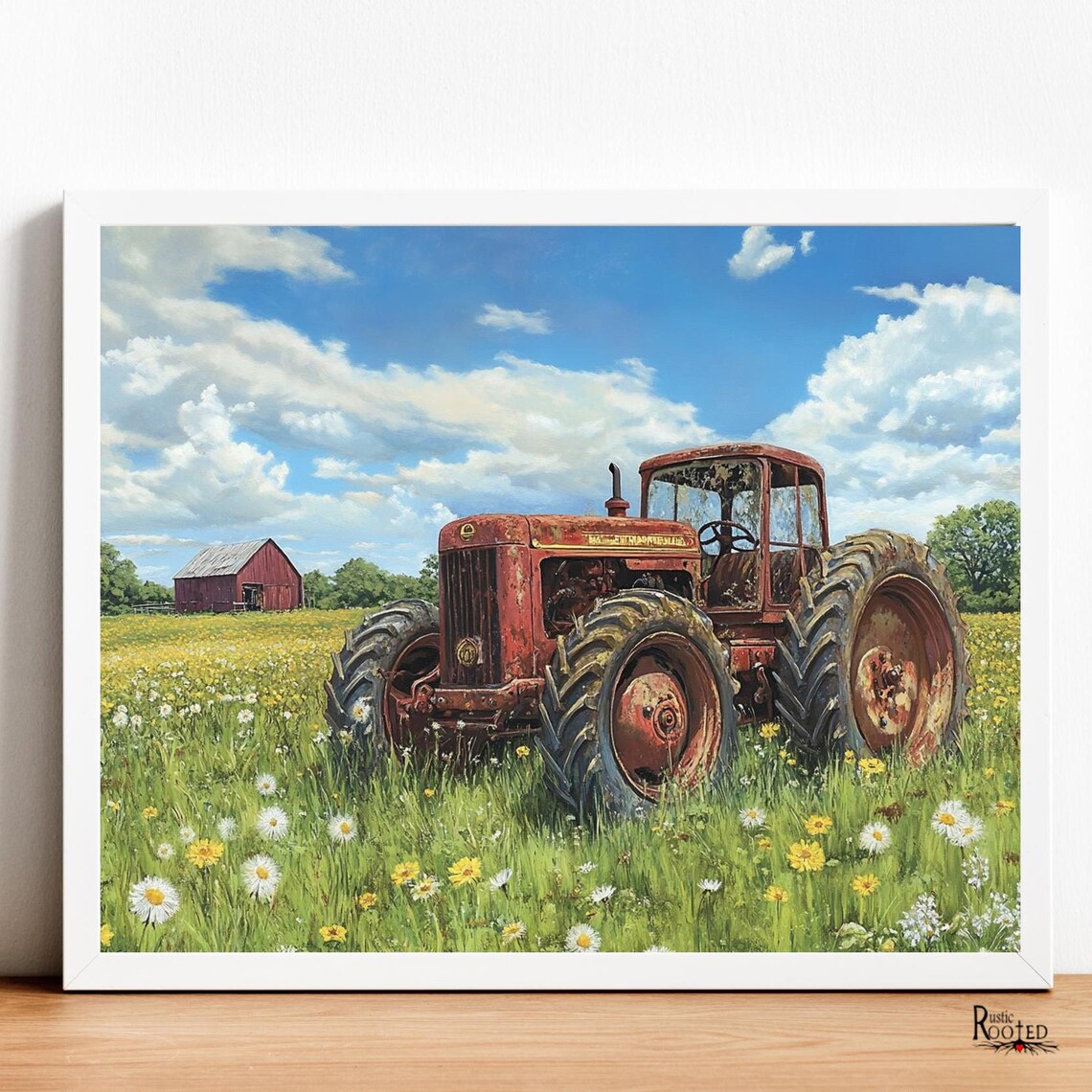Rustic Red Tractor Vintage Farmhouse Art Print - Image 4