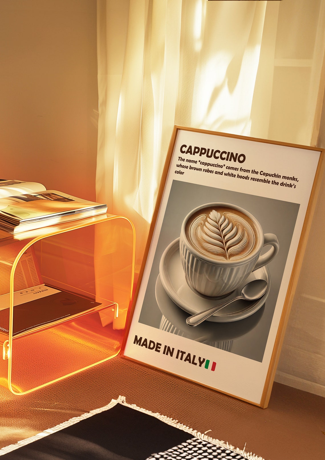 Cappuccino Italian Coffee Cup Cream Latte Art Facts Style Poster - Image 2