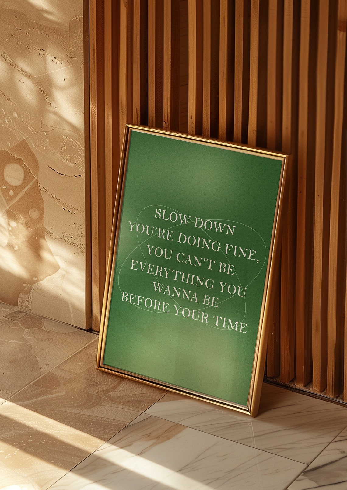 Slow Down Affirmation Emerald Green Retro Quote Motivational Poster - Image 2