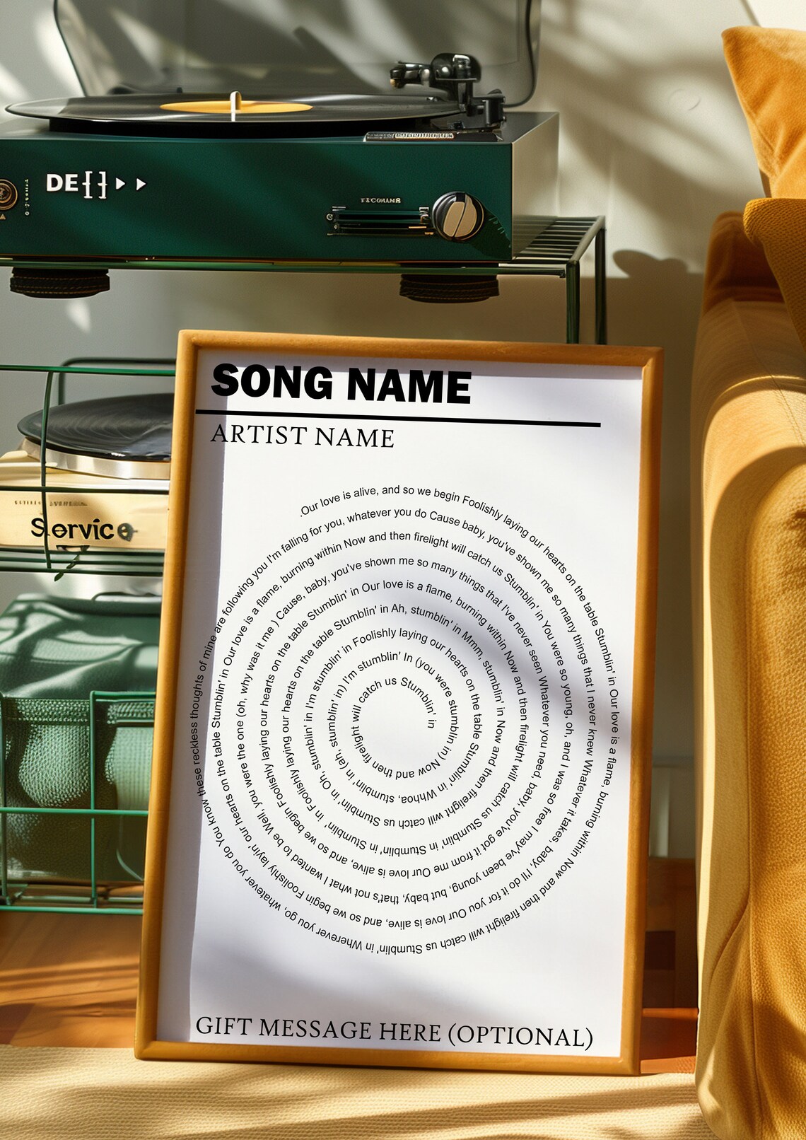 Custom Lyrics Print, Retro Music Wall Art - Image 2