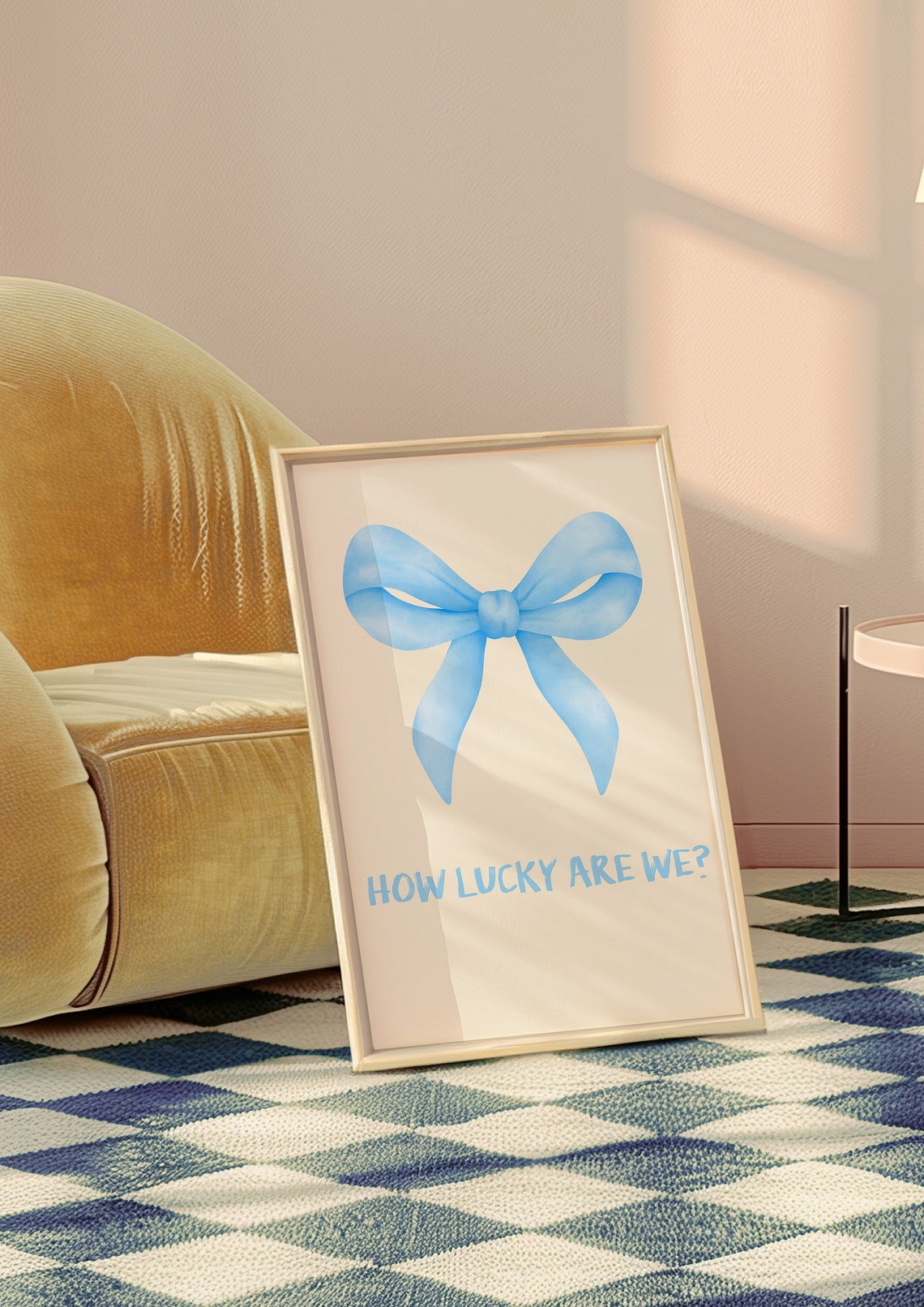 How Lucky Are We Pastel Blue Bow Coquette Aesthetic Wall Art - Image 3