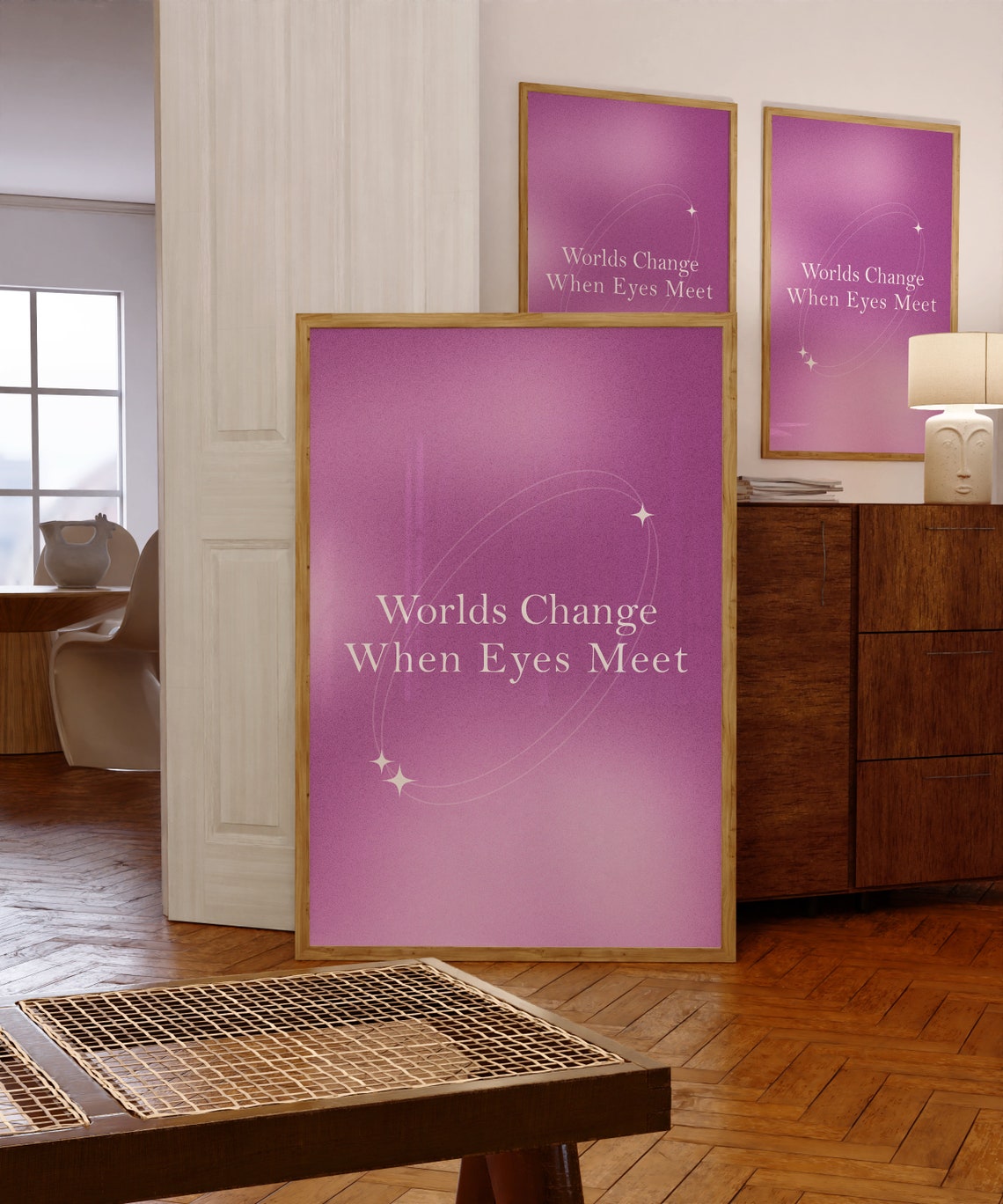 Worlds Change When Eyes Meet Purple Gradient Starry Quote Poster - Image 4