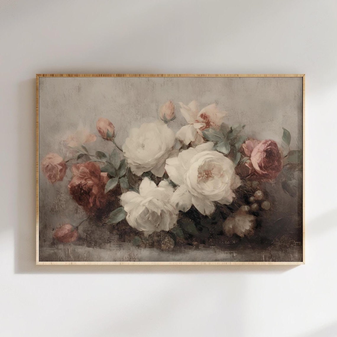 Soft Pink Roses Vintage Floral Still Life Wall Decor Art Poster