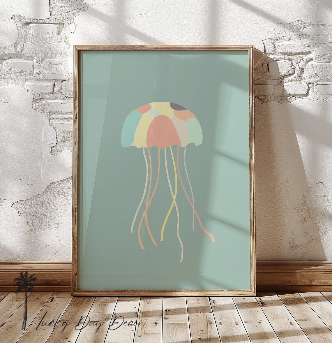 Cute Pastel Jellyfish Nursery Art Sea Life Kids Room Wall Poster