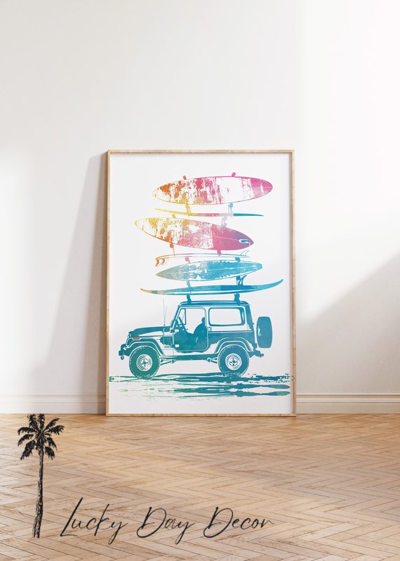 Surfing For Six Whimsical Surf Buggie Sun Sand Sea Prints Wall Sketch Art Beach Cottage Ocean Life Salt