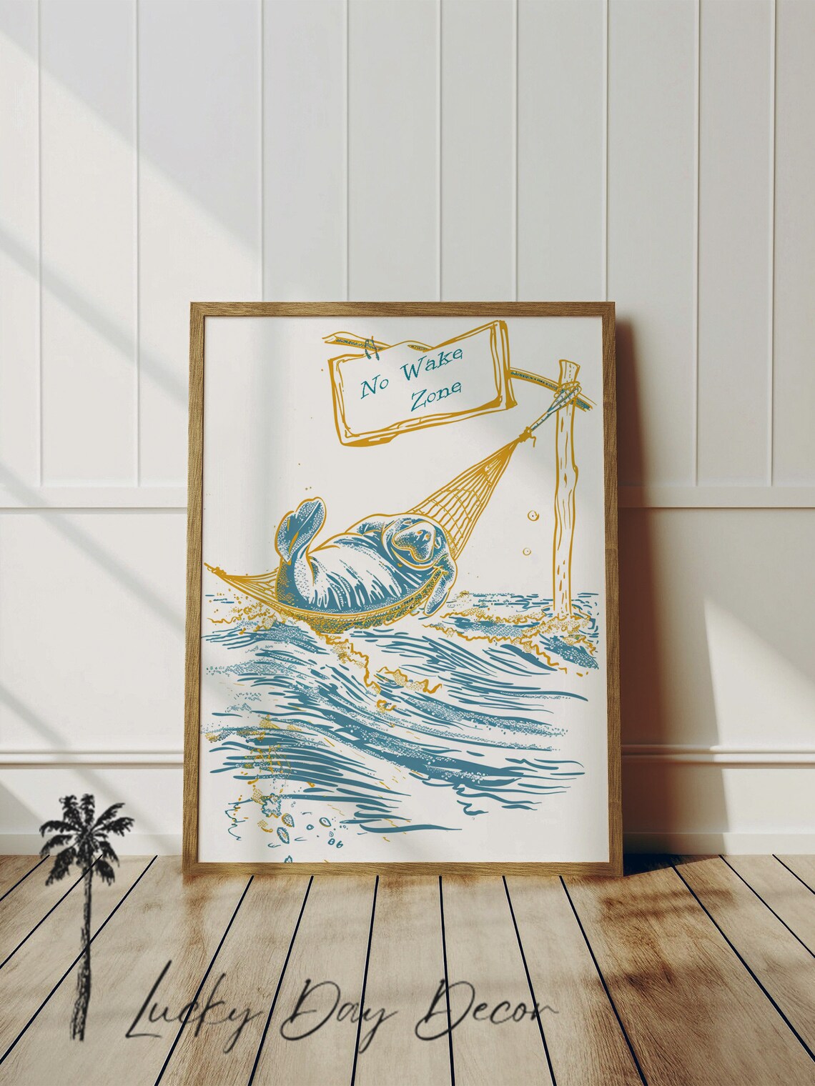 Manatee No Wake Zone Simple Color Sketch Poster