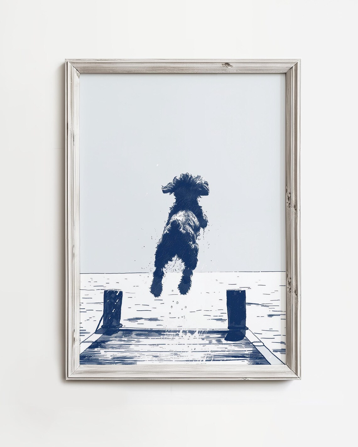 Cockapoo Summer Home Wall Art, Coastal Dog Sketch