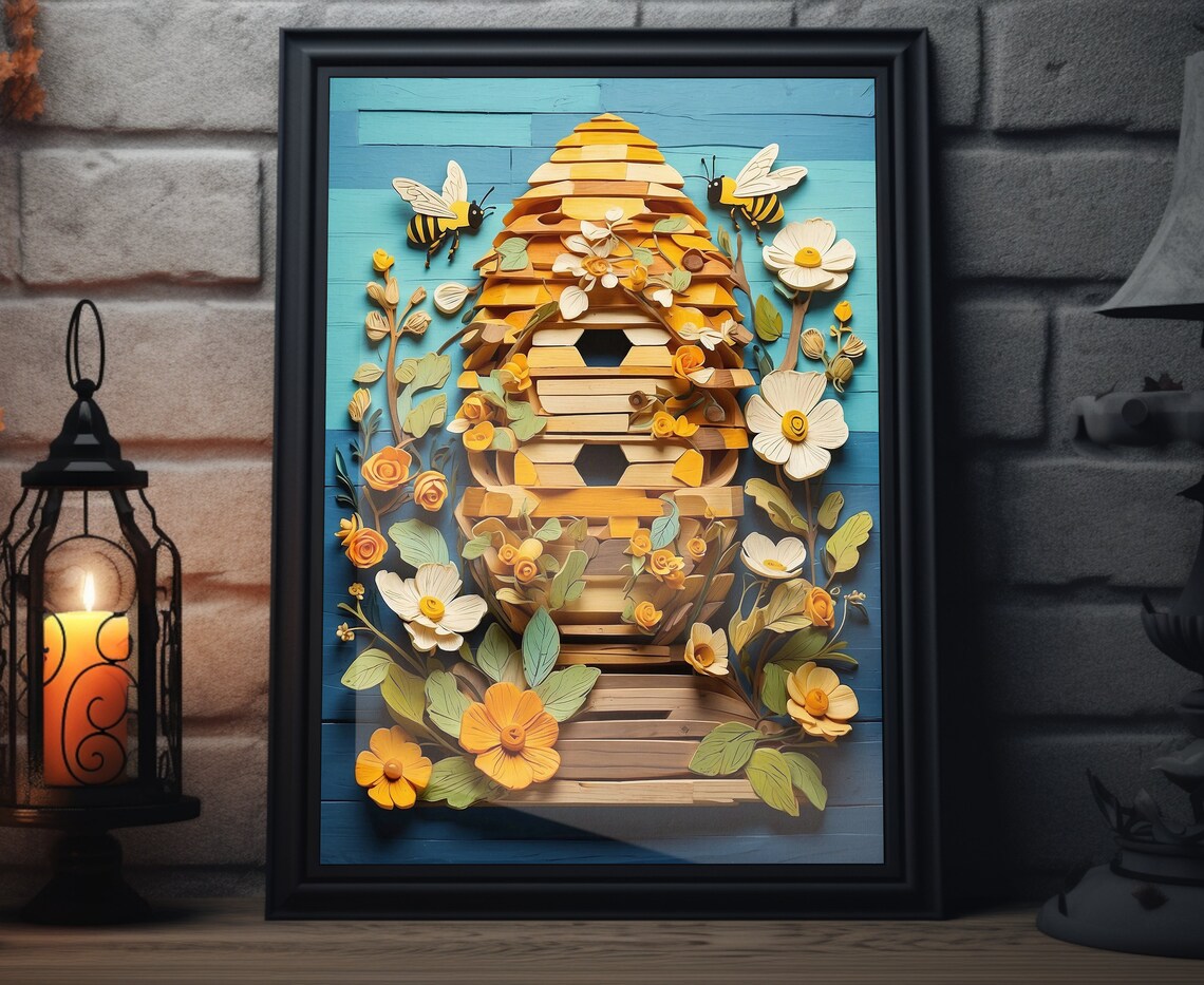 Spring Bees Folk Art, Rustic Spring Decor