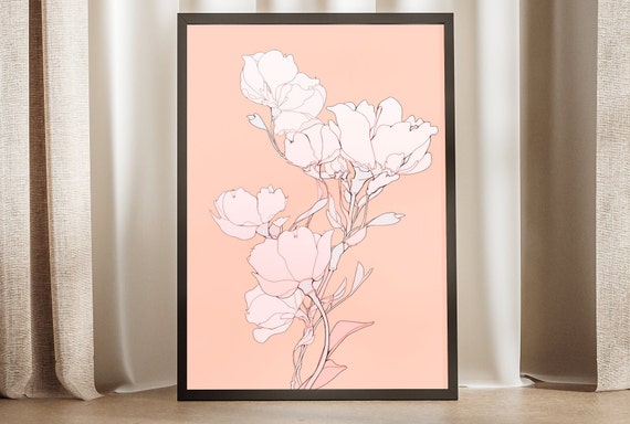 Floral Line Art Poster Abstract Flower Wall Decor Minimalist Artwork Geometric Design Unique Gift For Art Lovers