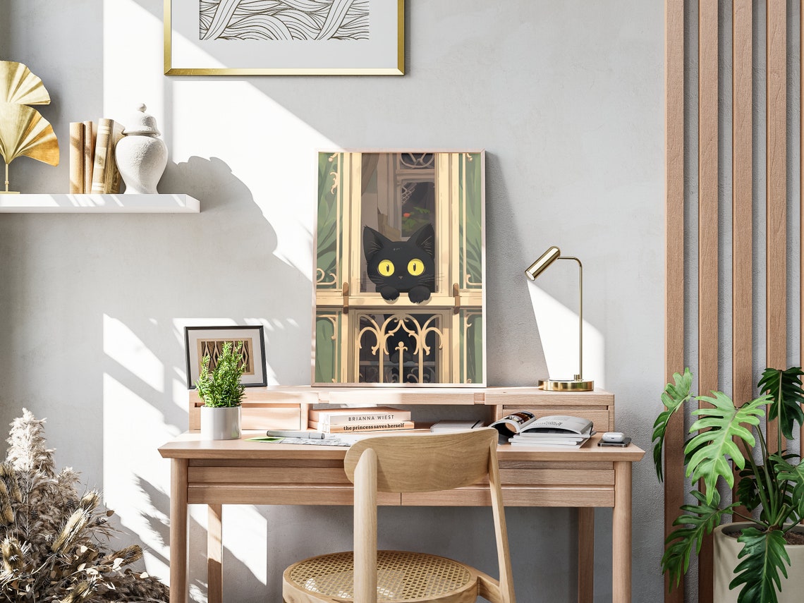 Cute Black Cat Poster Print - Image 4