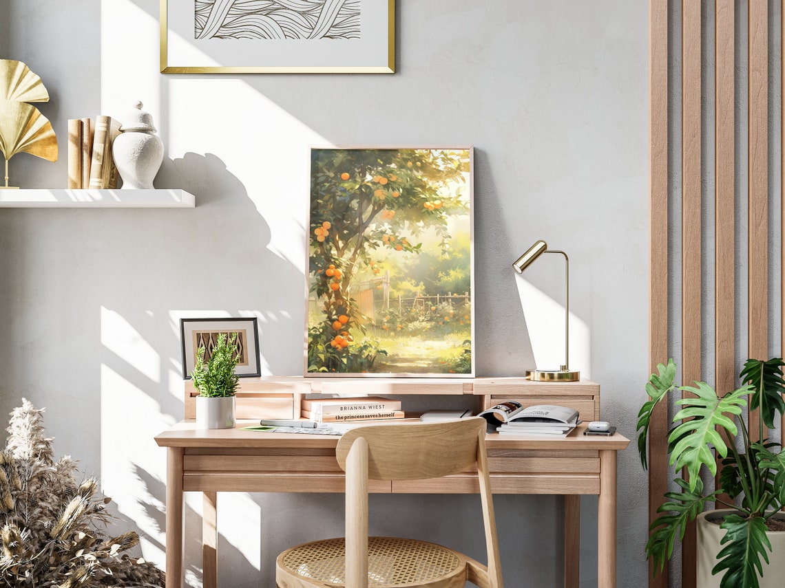Orange Tree Sunlit Garden Watercolor Citrus Orchard Summer Glow Poster - Image 4