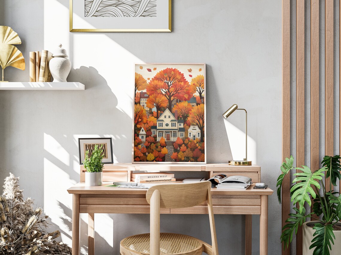 Vintage Thanksgiving Folk Art Poster, Autumn Home - Image 4