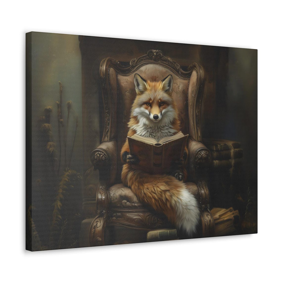 Clever Fox Reading Book Victorian Armchair Elegant Animal Poster - Image 3