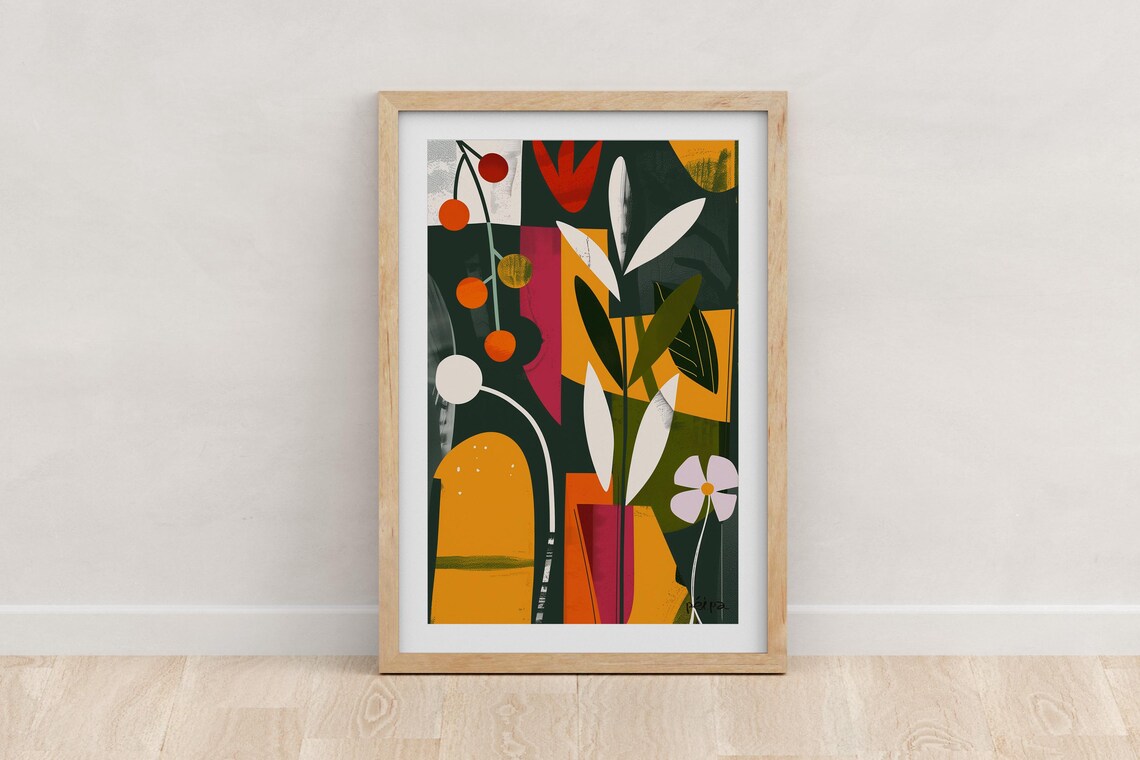 Abstract Mid-Century Modern Flower Art Print