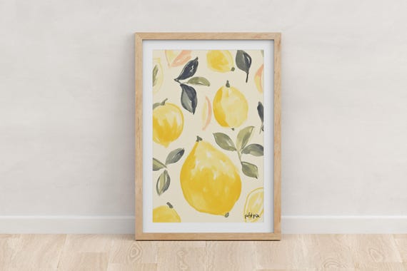 Lemon Art Print, Citrus Fruit Wall Art