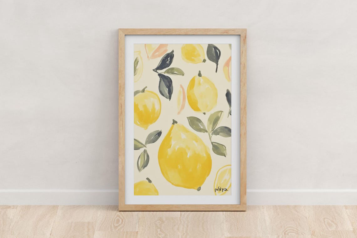 Lemon Art Print, Citrus Fruit Wall Art