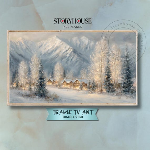 Rustic Winter Frame Tv Art Samsung The For Christmas Cozy Mountain Village In Aspen 17