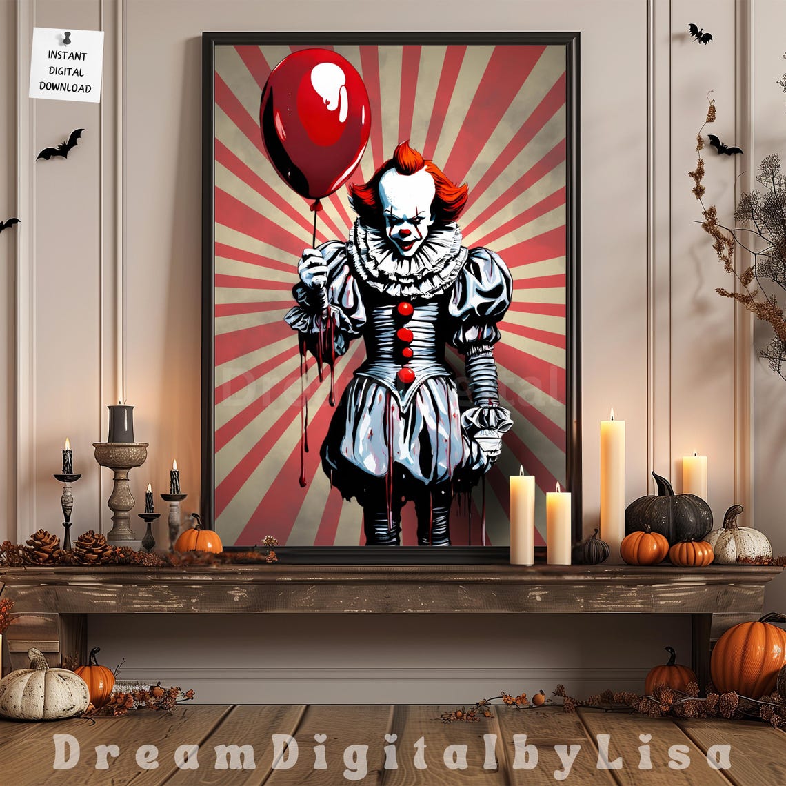 Horror Movie Pennywise It Inspired Poster Horror Gifts Halloween Cinema Scary Movie Room Prints Film Lover Gifts