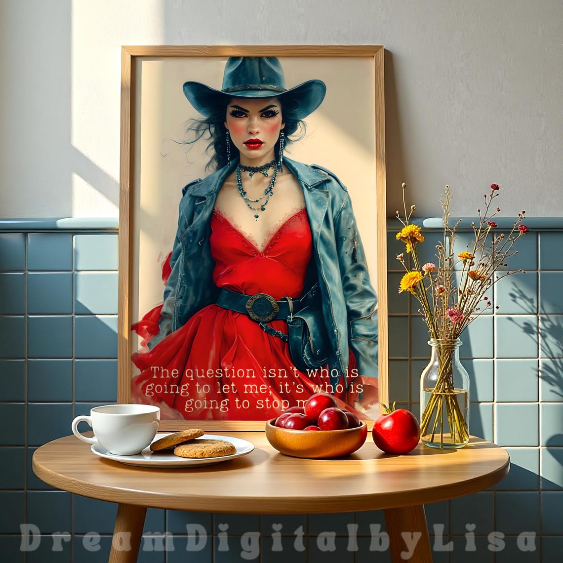 Western Cowgirl Vintage Art Print Modern Feminine Art Strong Women Quote Badass Positive Print Empowerment Decor Feminist Gift