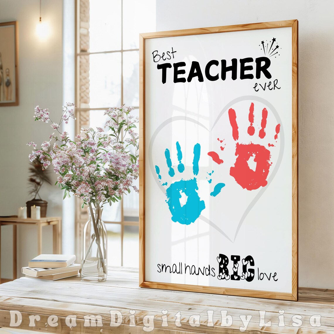 Best Teacher Ever Handprint Art, Teacher Gift