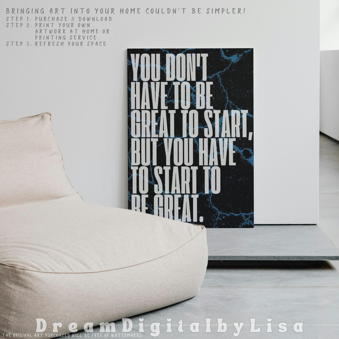 You Dont Have to Be Great to Start Inspirational Gym Quote Poster - Image 4
