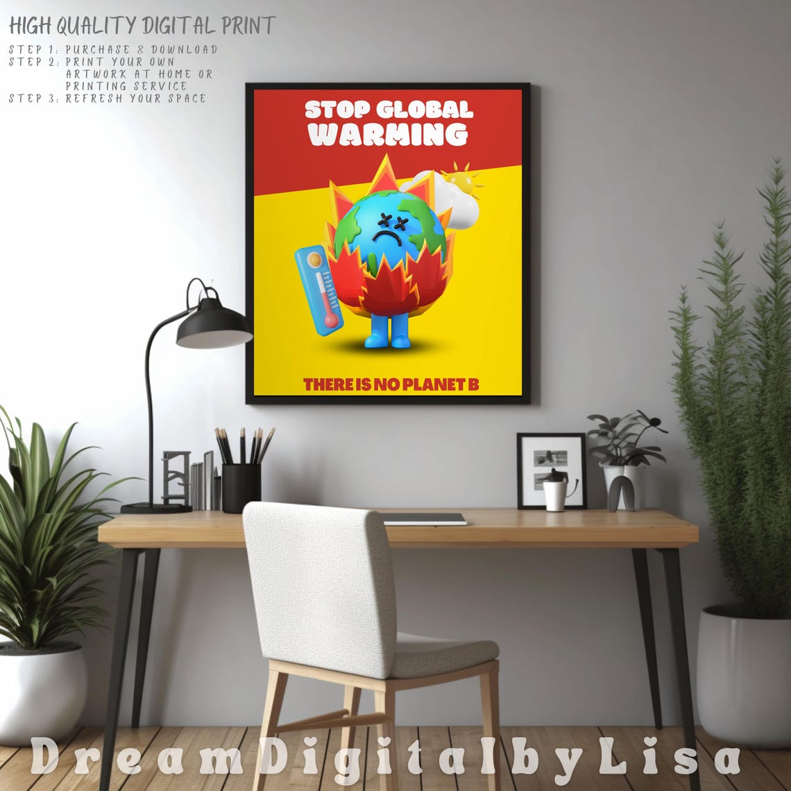 Stop Global Warming There Is No Planet B Poster Cartoon Earth Activism - Image 4