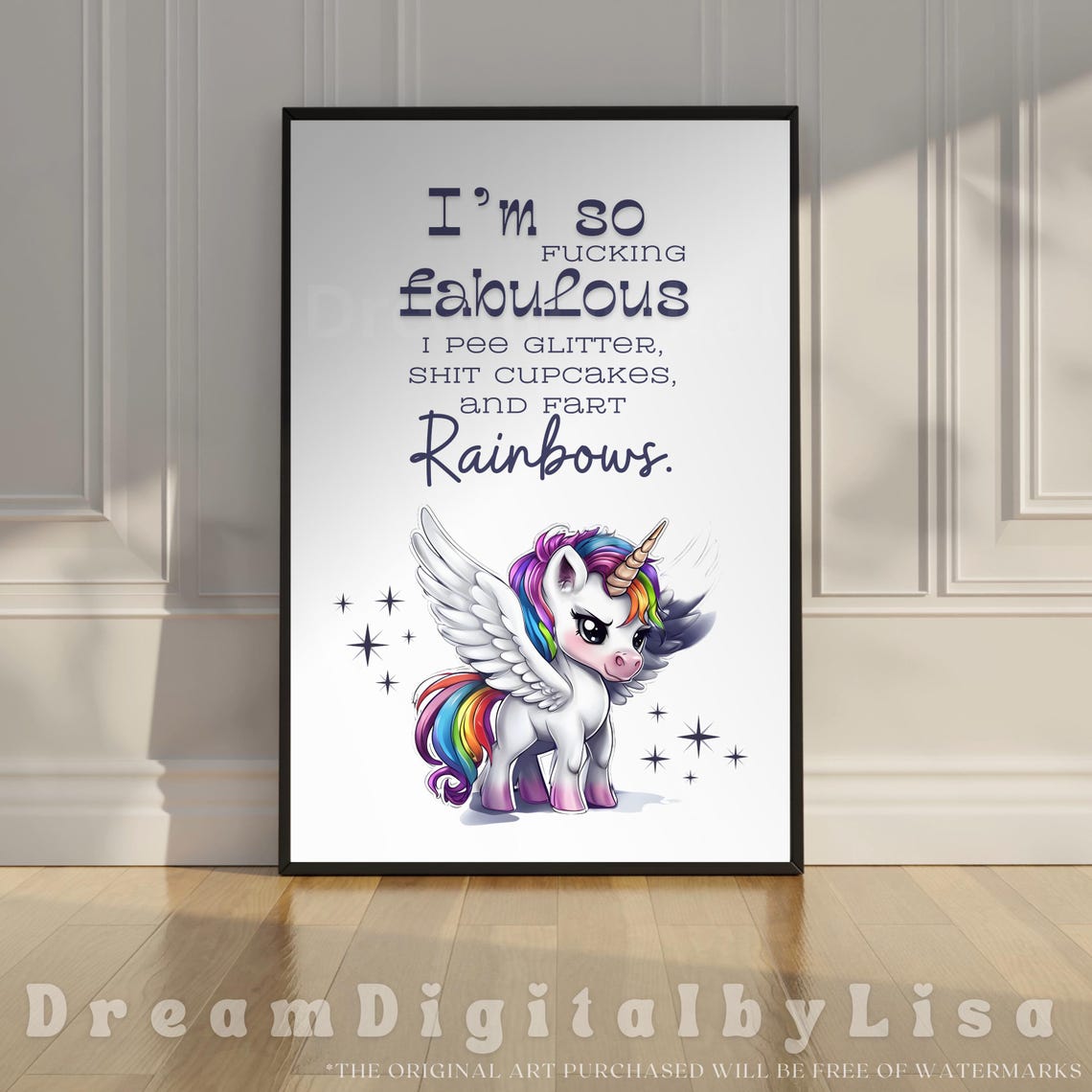 Sassy Unicorn Fabulous Glitter Funny Quote Rainbow Unicorn Poster