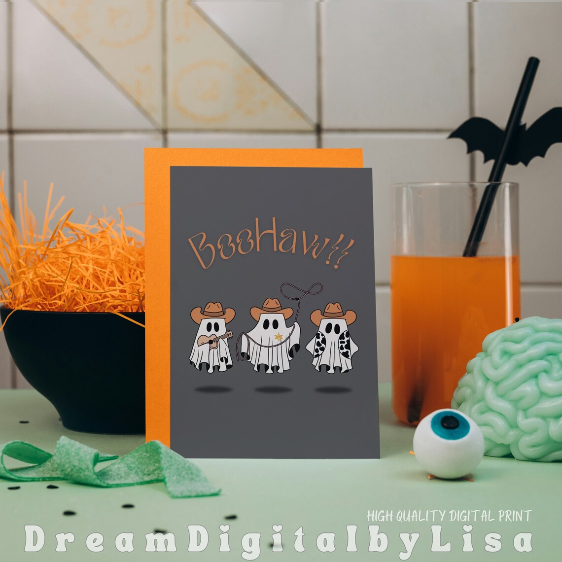 BooHaw Western Cowboy Ghost Trio Spooky Cute Halloween Poster - Image 2