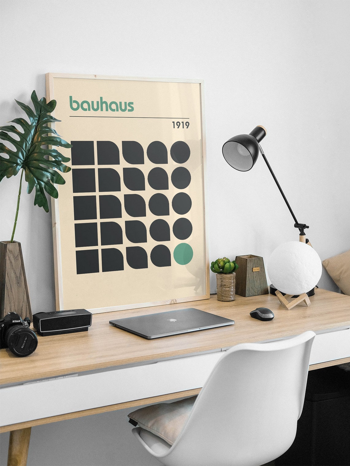 Bauhaus 1919 Geometric Grid Mid Century Modern Minimalist Art Poster - Image 2