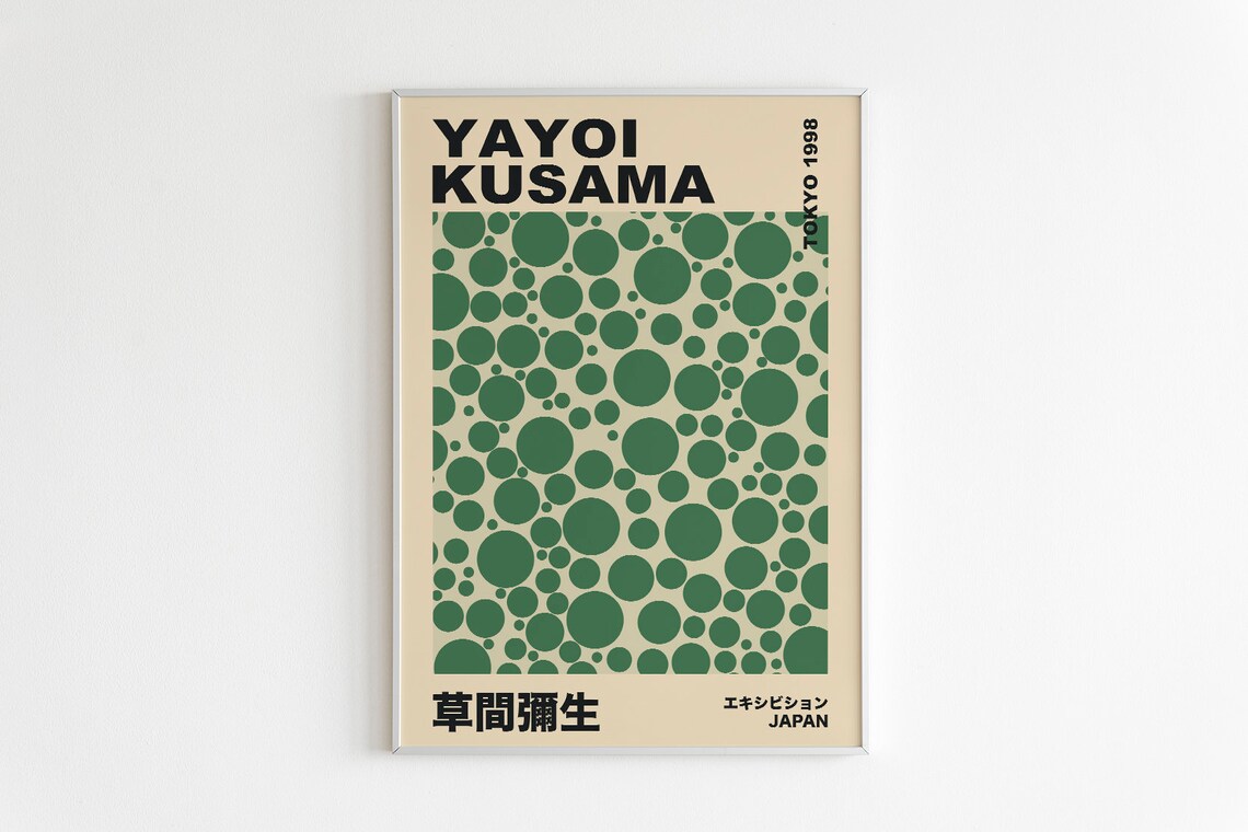 Yayoi Kusama Green Dots Tokyo 1998 Japanese Exhibition Art Poster
