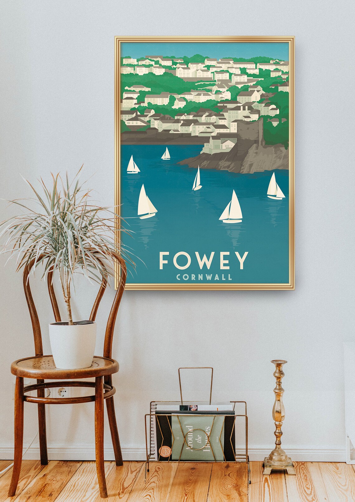 Fowey Cornwall Travel Poster, Harbour Boats Art Print - Image 2