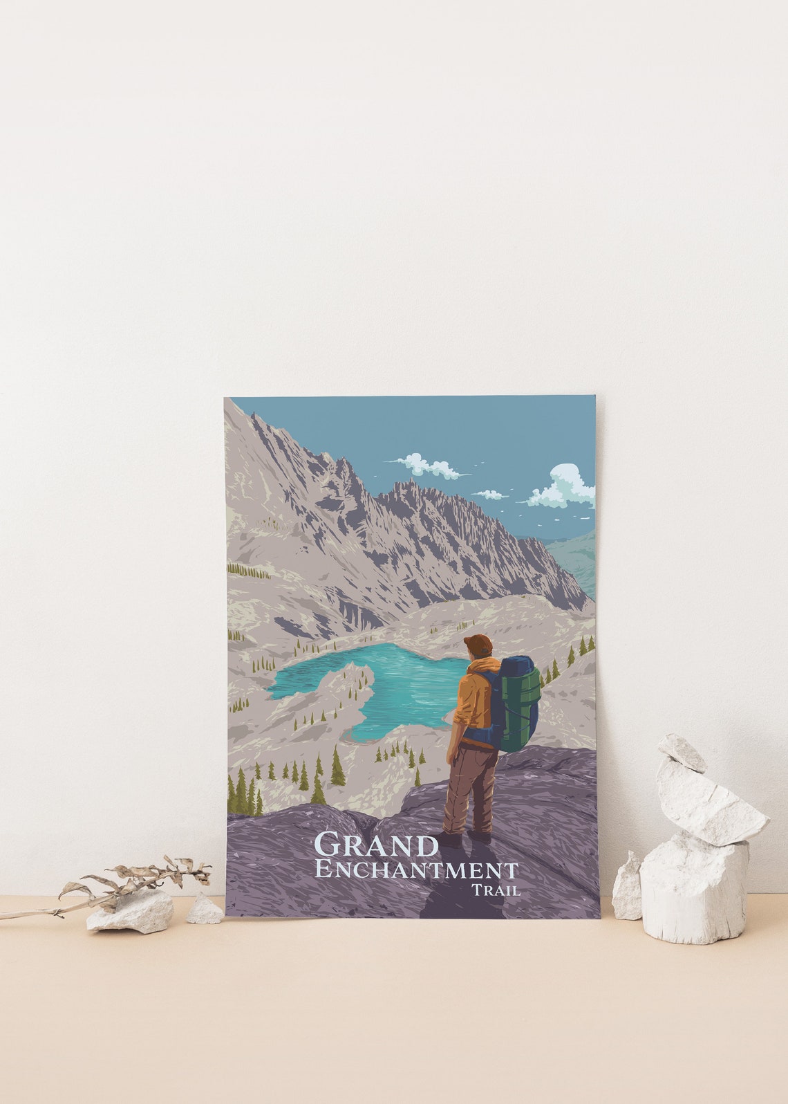 Grand Enchantment Trail Hiker Overlooking an Alpine Lake Travel Poster - Image 4