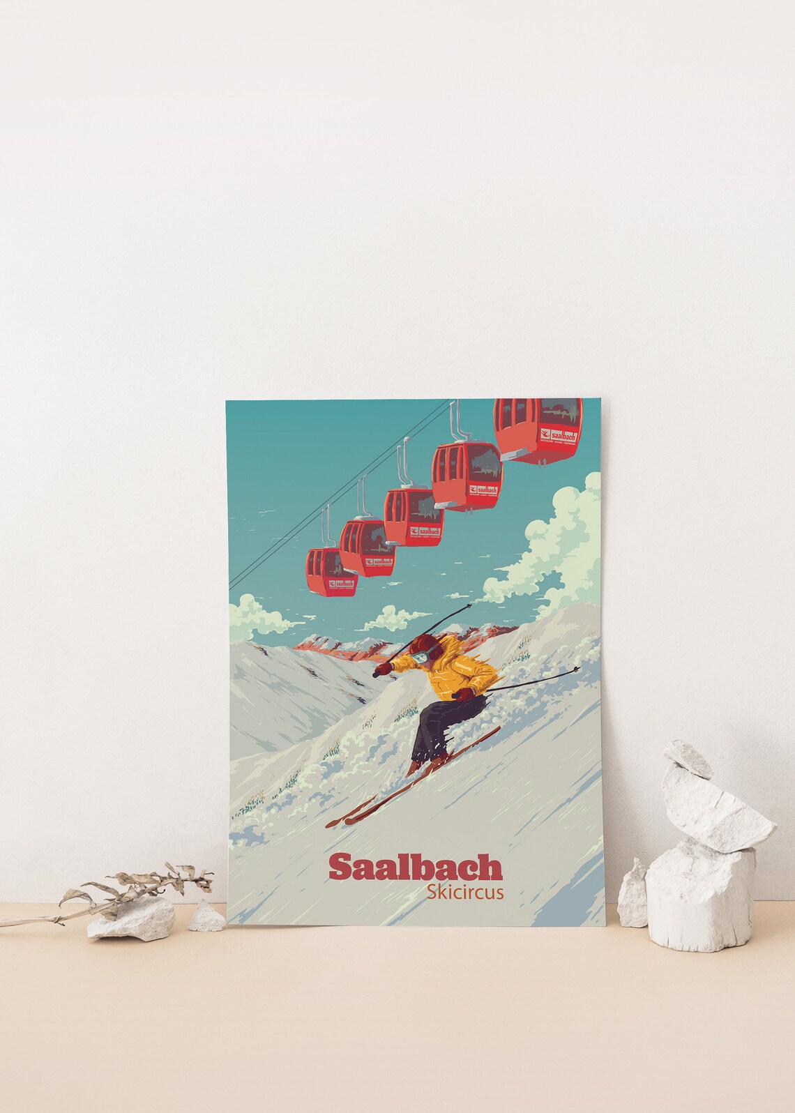 Saalbach Vintage Ski Resort Travel Poster - Image 4