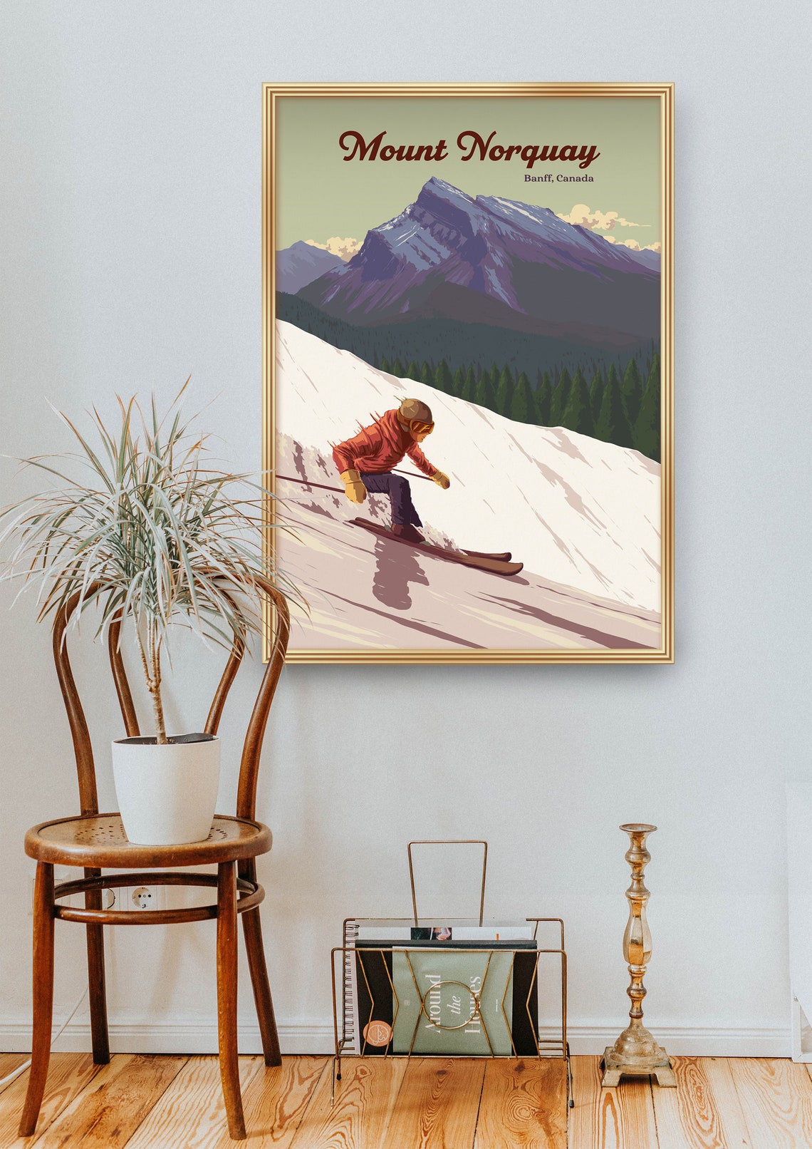 Mount Norquay Banff Canada Downhill Skier Vintage Ski Poster - Image 2