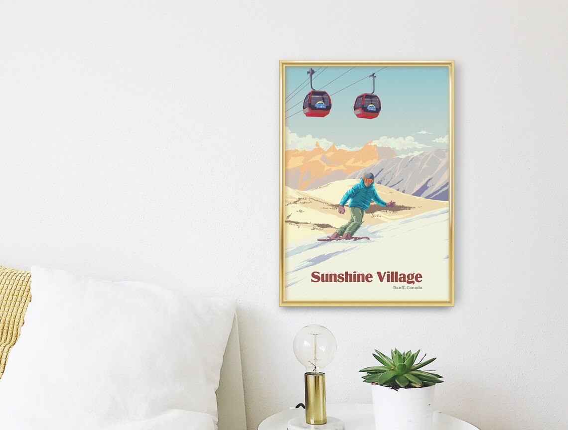 Sunshine Village Snowboarding Travel Poster, Banff - Image 3