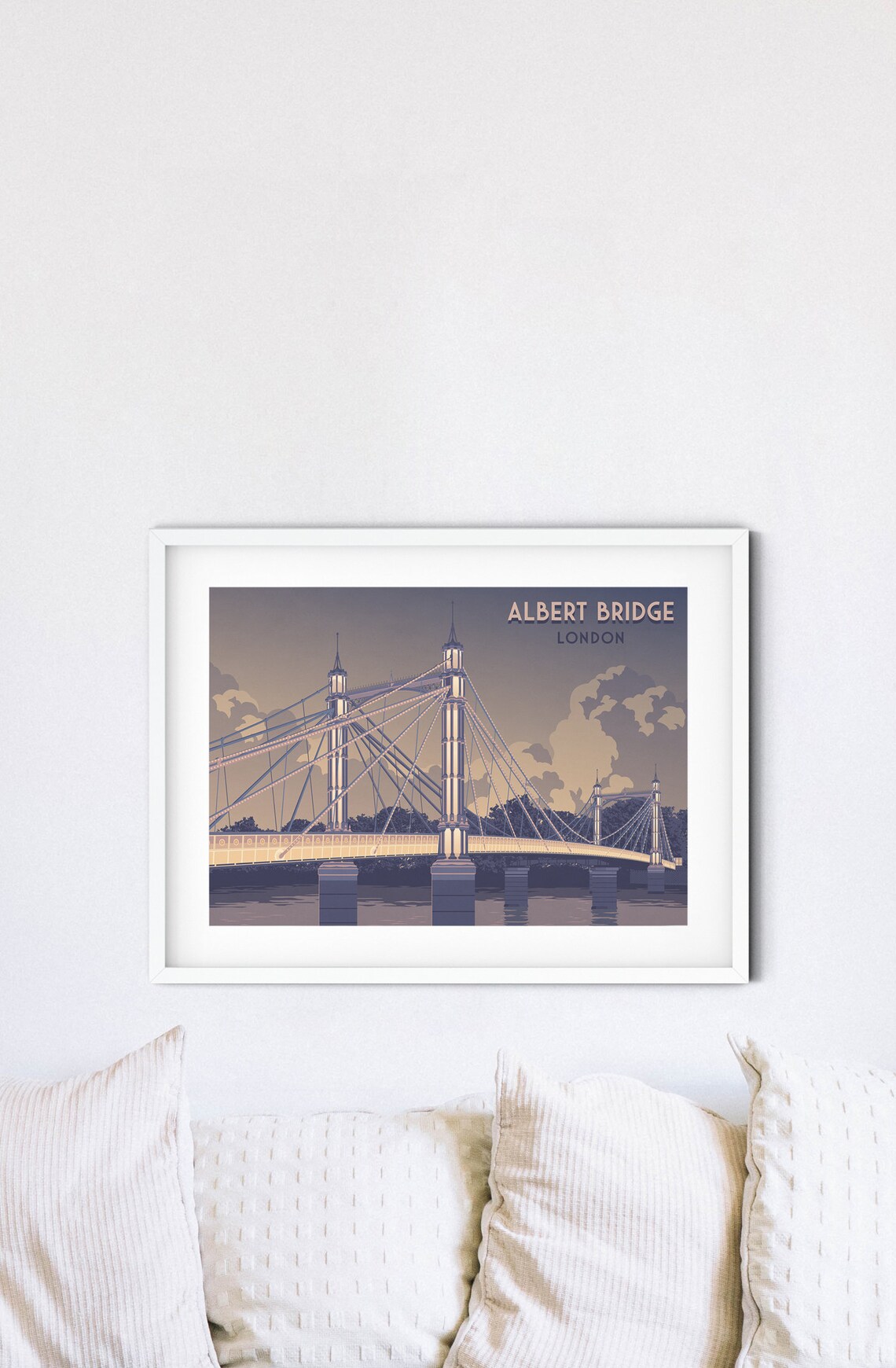 Albert Bridge London Vintage Travel Poster Print - Image 4