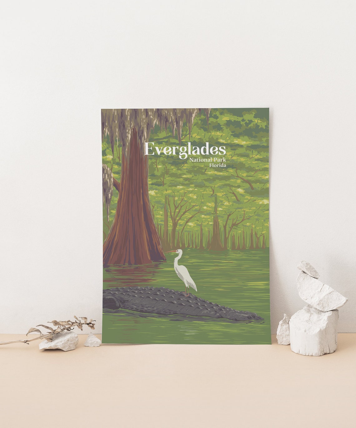 Everglades National Park Alligator Egret Florida Swamp Poster - Image 4