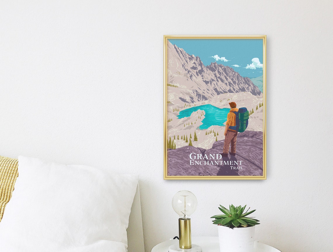 Grand Enchantment Trail Hiker Overlooking an Alpine Lake Travel Poster - Image 3