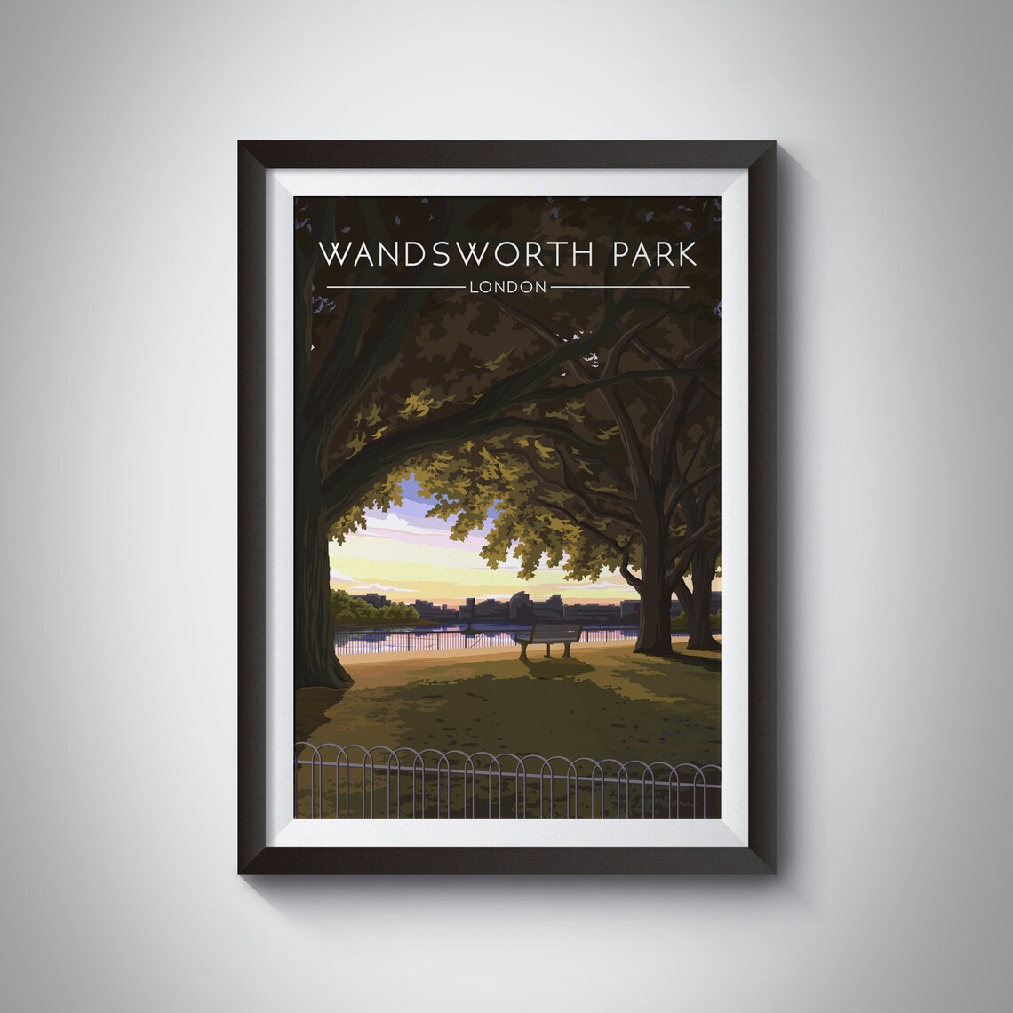 Wandsworth Park Travel Poster, South West London
