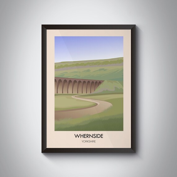 Whernside Yorkshire Ribblehead Viaduct Three Peaks Vintage Travel Poster